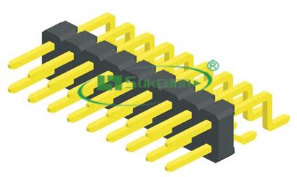 Pitch:2.54mm(0.1”) Pin Header Dual Row Right Angle S.M.T