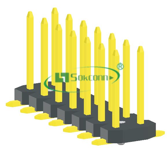 Pitch:2.54X2.54mm(0.1”X0.1”) Pin Header Dual Row With Post S.M.T