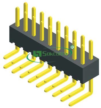 Pitch:2.54X2.54mm Pin Header Dual Row Right Angle Base 5.8mm Type