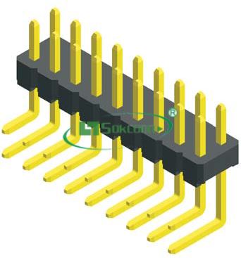 Pitch:2.54X2.54mm Pin Header Dual Row Right Angle Dip Type