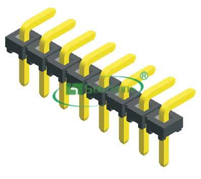 Pitch:2.54mm(0.1”) Pin Header Single Row Right Angle Type