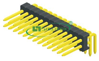 Pitch:1.27X1.27mm 0.40 SQ Pin Pin Header Dual Row Right Angle Dip Type