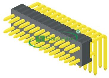 Pitch:1.27X2.54mm 0.46 SQ Pin Pin Header Dual Row Right Angle Dip Type