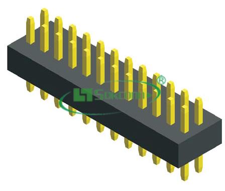 Pitch:1.00X1.00mm(0.039”) Dual Row Pin Header Straight Dip Type