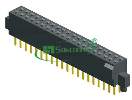 名称：Pitch:1.27X1.27mm(0.05”X0.05”) Female Header W/P And Local Peg Dip Solder Type