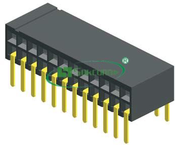 名称：Pitch:1.27X1.27mm(0.05”X0.05”) Female Header Dual Row Dip Type