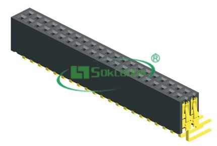 名称：Pitch:1.27X1.27mm(0.05”X0.05”) Dual Rows Right Angle Dip Type