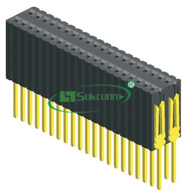 名称：Pitch:1.27X2.54mm Female Header Dual Row 8.5mm Height Type