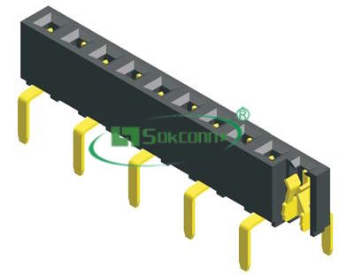 名称：Pitch:2.54mm(0.1”) Female Header Single Bottom Entry Type Mating