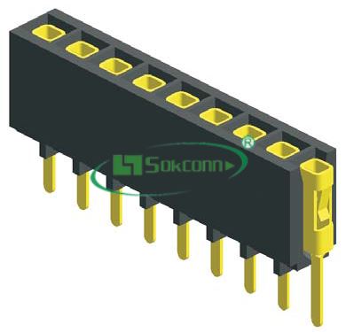 名称：Pitch:2.54mm(0.1”) Female Header Single Row Dip Type