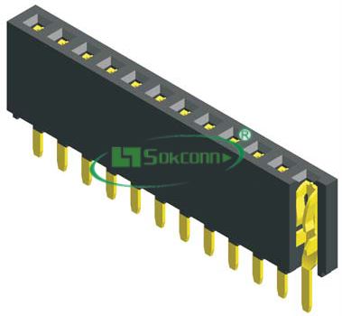 名称：Pitch:2.54mm(0.1”) Female Header Single Row Dip Type