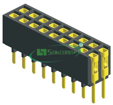 名称：Pitch:2.54X2.54mm(0.1”X0.1”) Female Header Dual Row Dip Type