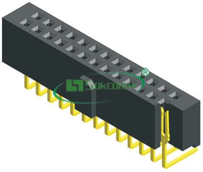 名称：Pitch:2.54X2.54mm(0.1”X0.1”) Female Header Dual Row Right Angle Type