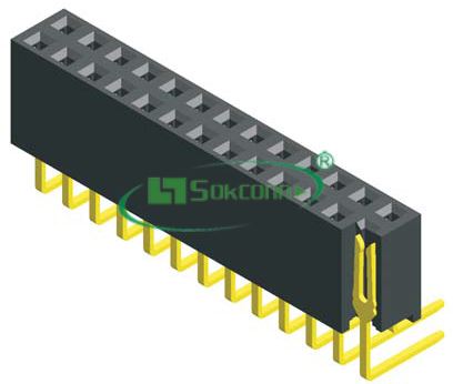 名称：Pitch:2.54X2.54mm(0.1”X0.1”) Female Header Dual Row Right Angle Type