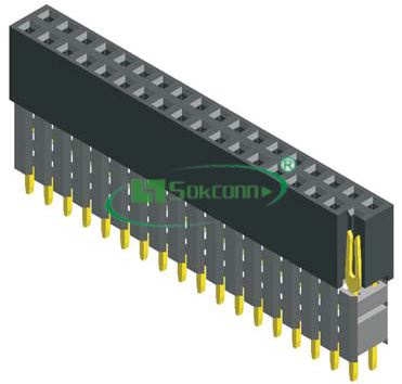 名称：Pitch:2.54X2.54mm(0.1”X0.1”) Female Header Dual Row Elevated Type