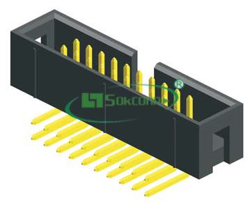 名称：Pitch:2.54X2.54mm(0.1”X0.1”) Box Header Right Angle Dip Type